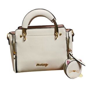 NWOT DANBAOLY White Vegan Leather Crossbody Bag with Cat Coin Purse and Top